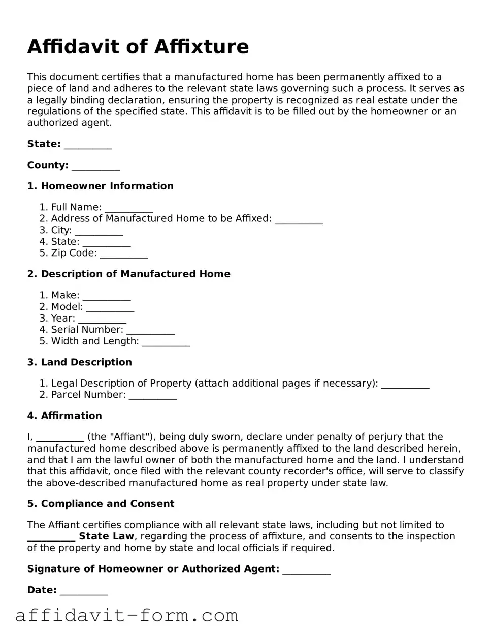 Valid Affidavit of Affixture Form
