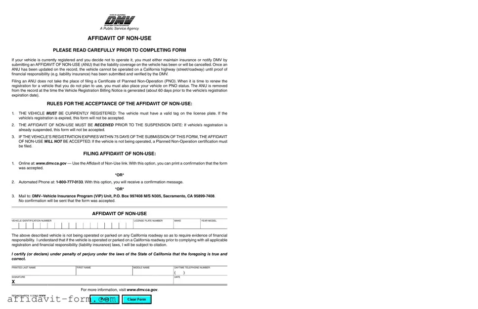 Blank California Affidavit of Non-Use REG 5090 PDF Template
